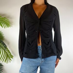 Vintage Y2K Black Indie Grunge Whimsigoth Steampunk Blazer Blouse / Size…